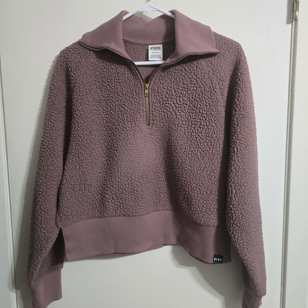 PINK Victoria's Secret Mauve Quarter-Zip Sweater